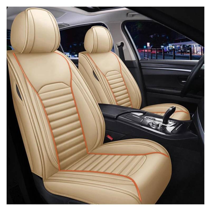 DZSQEGBX Autositzbezüge Leder Universal Auto Sitzbezüge Für Nissan Für März Für Pulsar Für Navara Für Teana Für Murano Auto Sitz Protektoren Auto Sitzschoner(Beige) von DZSQEGBX