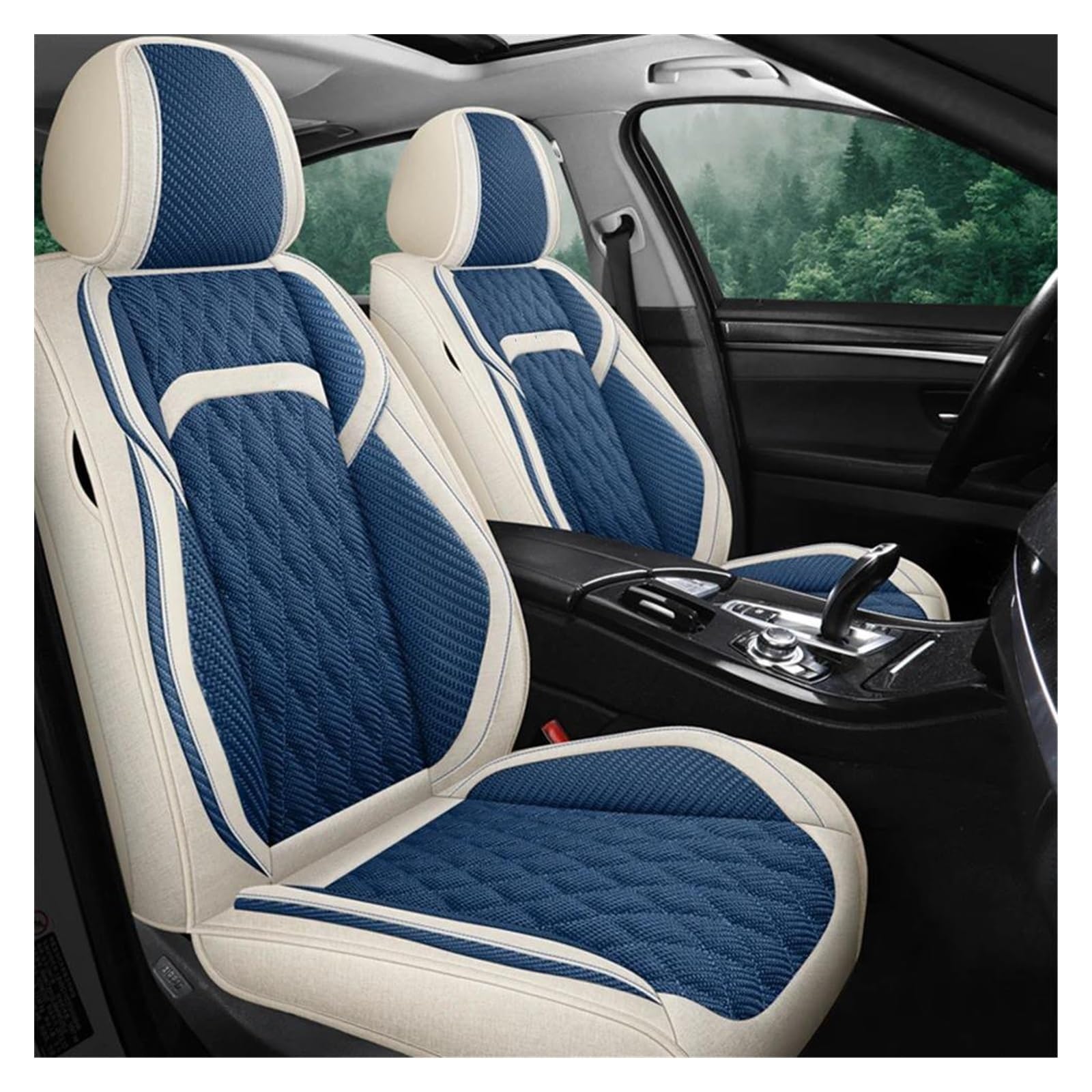 DZSQEGBX Autositzbezüge Universal Auto Sitz Abdeckung Für Kia Für NIRO Für Stinger Für Picanto Für Morgen K5 Für Ceed Jd Auto Zubehör Auto Sitz Protektoren Auto Sitzschoner(Beige Blue) von DZSQEGBX