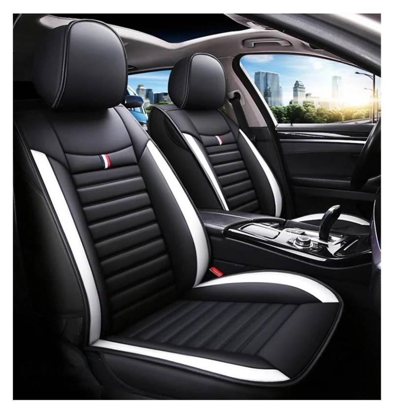 DZSQEGBX Autositzbezüge Universal Auto Sitz Abdeckung Für SEAT Für Leon Für Arona Für Ateca Für Tarraco Für Ibiza Für Alhambra Auto Sitz Protektoren Auto Sitzschoner(Black White) von DZSQEGBX