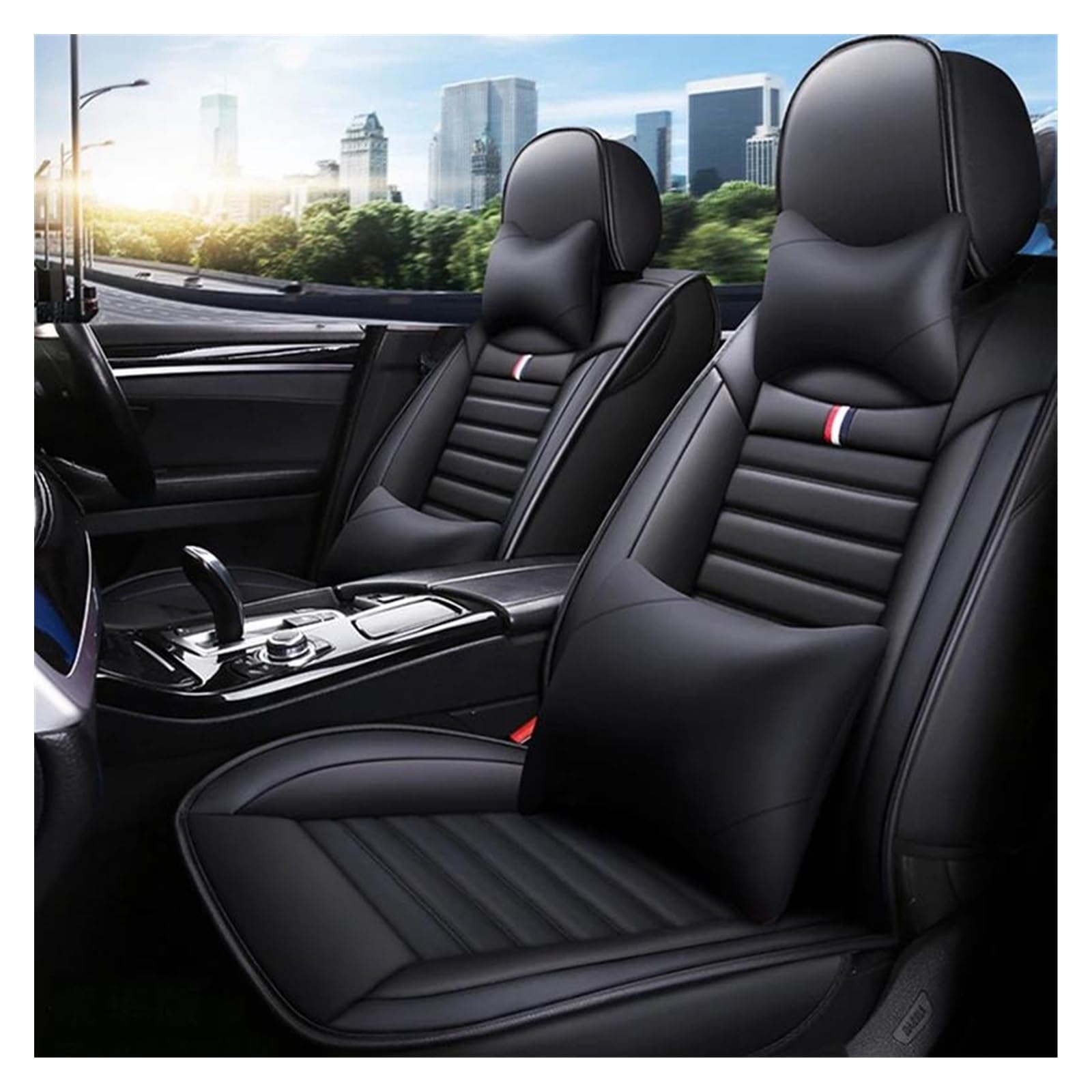 DZSQEGBX Autositzbezüge Universal Auto Sitz Abdeckung Für SEAT Für Leon Für Arona Für Ateca Für Tarraco Für Ibiza Für Alhambra Auto Sitz Protektoren Auto Sitzschoner(Luxury Black) von DZSQEGBX