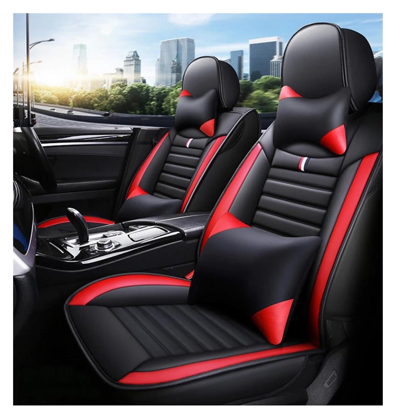 DZSQEGBX Autositzbezüge Universal Auto Sitz Abdeckung Für SEAT Für Leon Für Arona Für Ateca Für Tarraco Für Ibiza Für Alhambra Auto Sitz Protektoren Auto Sitzschoner(Luxury Black Red) von DZSQEGBX