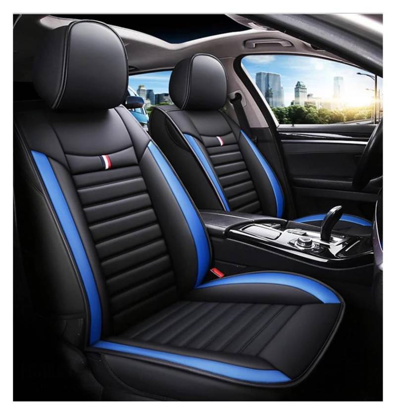 DZSQEGBX Autositzbezüge Universal Auto Sitz Abdeckung Für SEAT Für Leon Für Arona Für Ateca Für Tarraco Für Ibiza Für Alhambra Auto Sitz Protektoren Auto Sitzschoner(Schwarz Blau) von DZSQEGBX