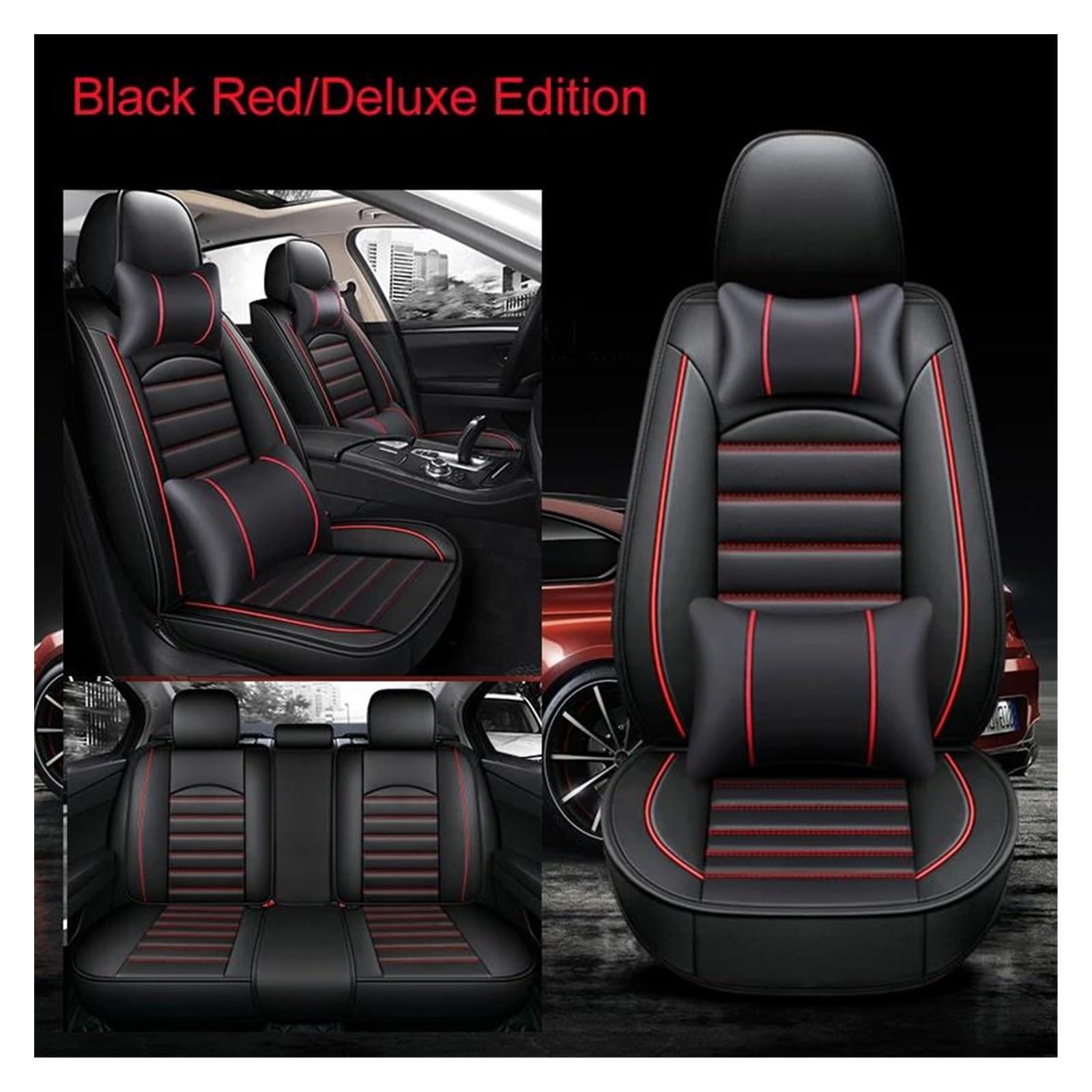 DZSQEGBX Autositzbezüge Universal Auto Sitzbezug Für Subaru Für Forester Für Outback XV Für Impreza BRZ Für Levorg Auto Zubehör Auto Sitzschoner(Luxury Black Red) von DZSQEGBX