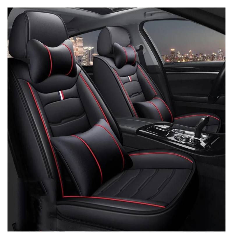 DZSQEGBX Autositzbezüge Universal Auto Sitzbezug Für Toyota Alle Modelle Für Harrier FJ Für Cruiser Für Mark X Für Premio Zubehör Innen Auto Sitzschoner(Luxury Black Red 5 Seat) von DZSQEGBX