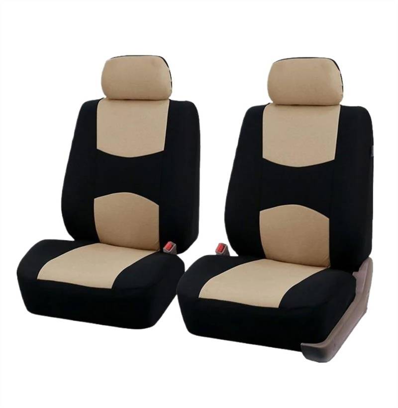 DZSQEGBX Autositzbezüge Universal Fit Full Grey Set Polyesterfaser Für Logan Autositzbezüge Passen Für Die Meisten Autos LKWs SUVs Und Vans Auto Sitzschoner(2pcs Front beige) von DZSQEGBX