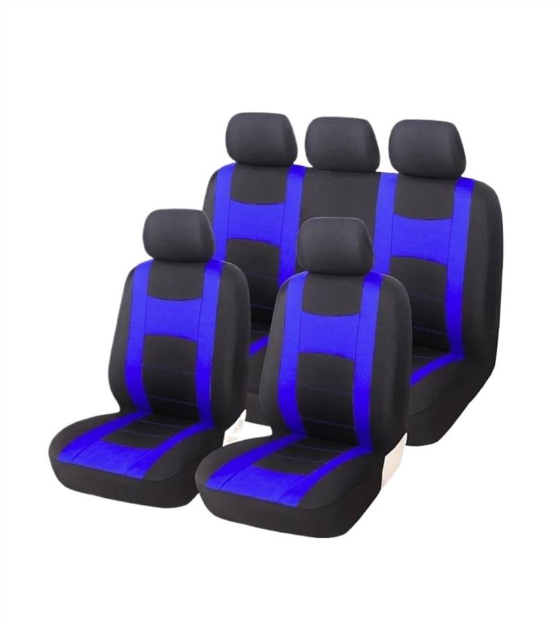 DZSQEGBX Autositzbezüge Universal Fit Full Grey Set Polyesterfaser Für Logan Autositzbezüge Passen Für Die Meisten Autos LKWs SUVs Und Vans Auto Sitzschoner(Full Set Blue) von DZSQEGBX