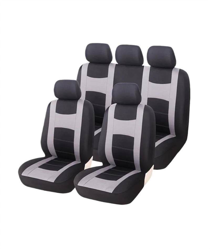 DZSQEGBX Autositzbezüge Universal Fit Full Grey Set Polyesterfaser Für Logan Autositzbezüge Passen Für Die Meisten Autos LKWs SUVs Und Vans Auto Sitzschoner(Full Set Gray) von DZSQEGBX