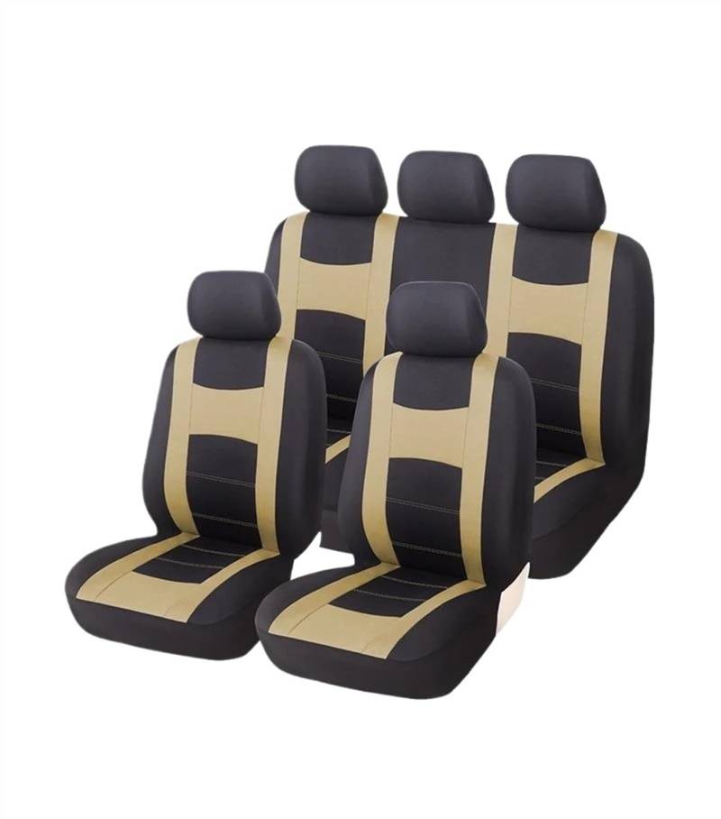 DZSQEGBX Autositzbezüge Universal Fit Full Grey Set Polyesterfaser Für Logan Autositzbezüge Passen Für Die Meisten Autos LKWs SUVs Und Vans Auto Sitzschoner(Full Set beige) von DZSQEGBX