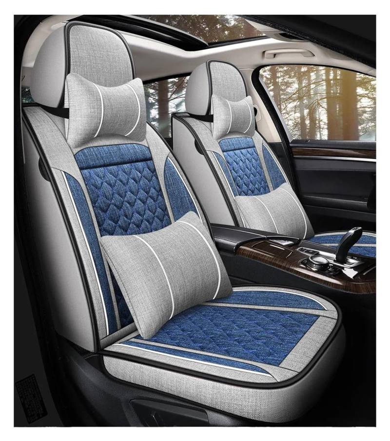 DZSQEGBX Autositzbezüge Universal Flax Autositzbezug Autozubehör Für Nissan Alle Modelle Für Sentra Für Maxima Für Murano Für Rogue Sport Autositzschutz Auto Sitzschoner(Luxury Gray Blue) von DZSQEGBX