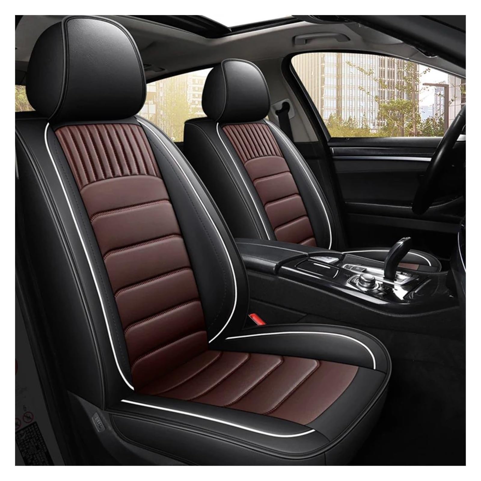 DZSQEGBX Autositzbezüge Universal Leder Auto Sitzbezüge Für Skoda Für Octavia A5 A7 Für Tour Für Fabia Für Rapid Auto Sitz Protektoren Auto Sitzschoner(Kaffee) von DZSQEGBX