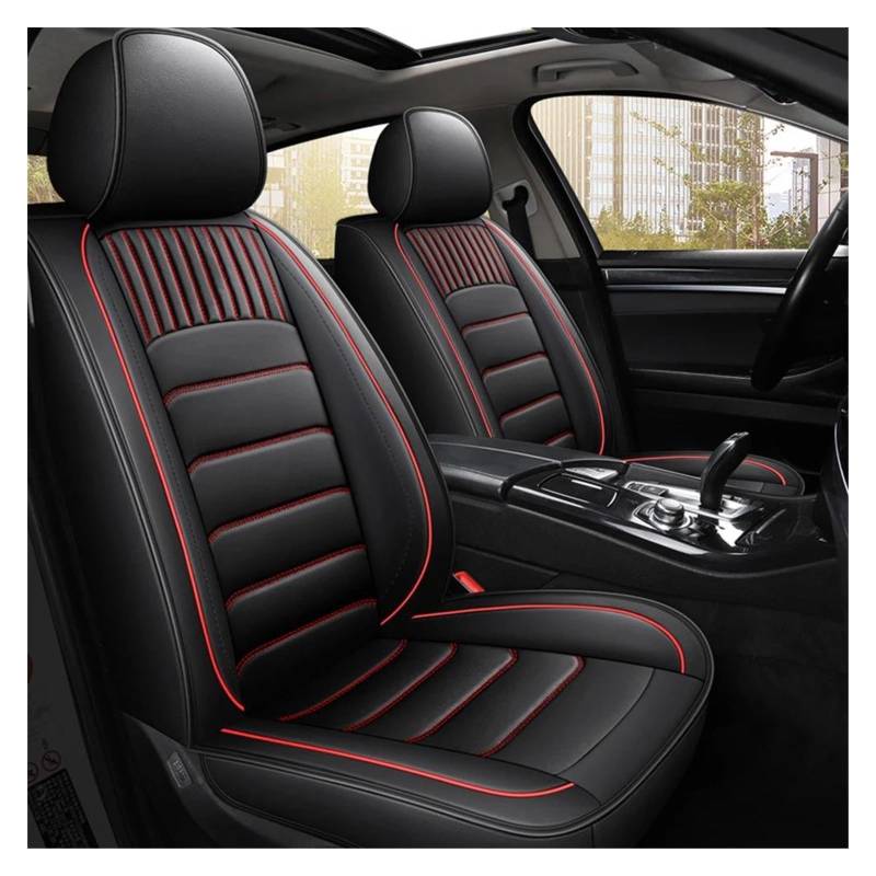 DZSQEGBX Autositzbezüge Universal Leder Auto Sitzbezüge Für Skoda Für Octavia A5 A7 Für Tour Für Fabia Für Rapid Auto Sitz Protektoren Auto Sitzschoner(Schwarz Rot) von DZSQEGBX