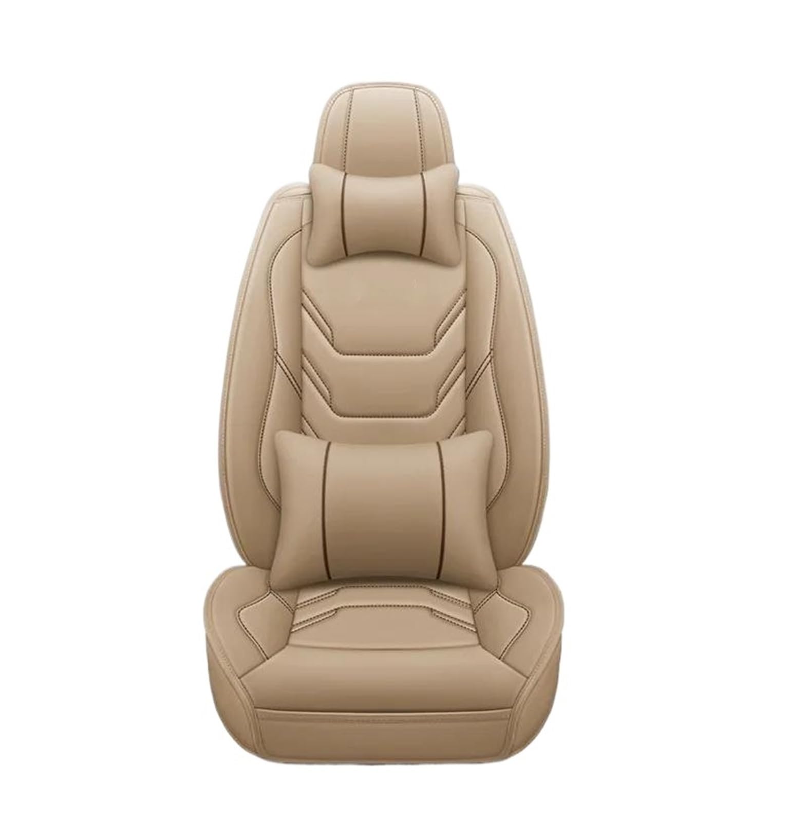 DZSQEGBX Autositzbezüge Universal Pu Leder Auto Sitz Abdeckung Innen Für Cadillac Alle Auto Modelle Für Cts ATS CT6 XTS Für Escallade XT5 SRX DTS Auto Zubehör Auto Sitzschoner(Luxury Beige 5 Seat) von DZSQEGBX