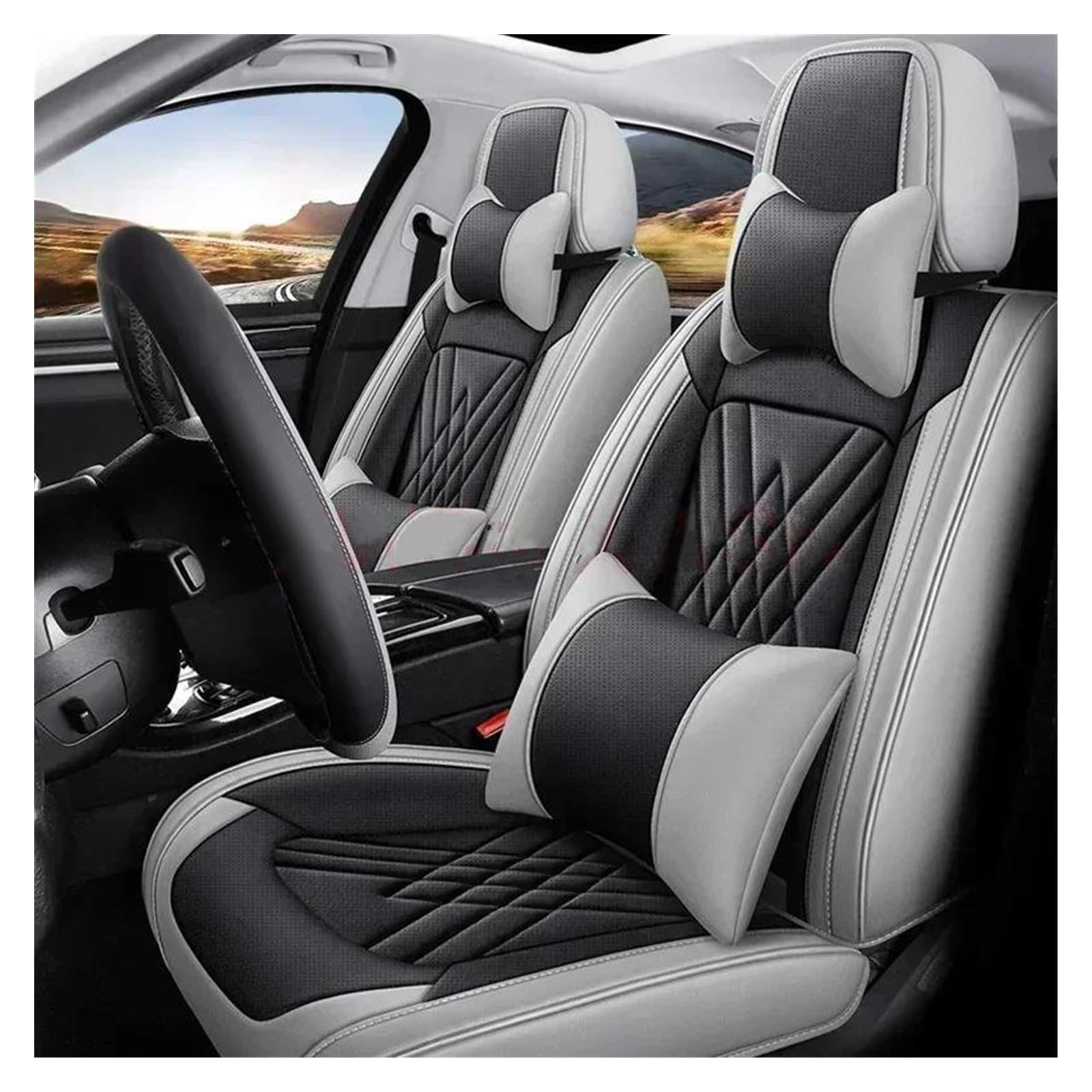 DZSQEGBX Autositzbezüge Universal Style 3D-Autositzbezüge Für FIAT Für Tipo Innenzubehör Sitzschoner Auto Sitzschoner(Black Gray) von DZSQEGBX