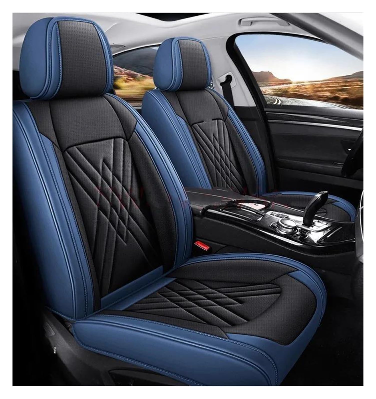 DZSQEGBX Autositzbezüge Universal Style 3D-Autositzbezüge Für Hyundai Für I30 Innenzubehör Sitzschoner Auto Sitzschoner(Schwarz Blau) von DZSQEGBX