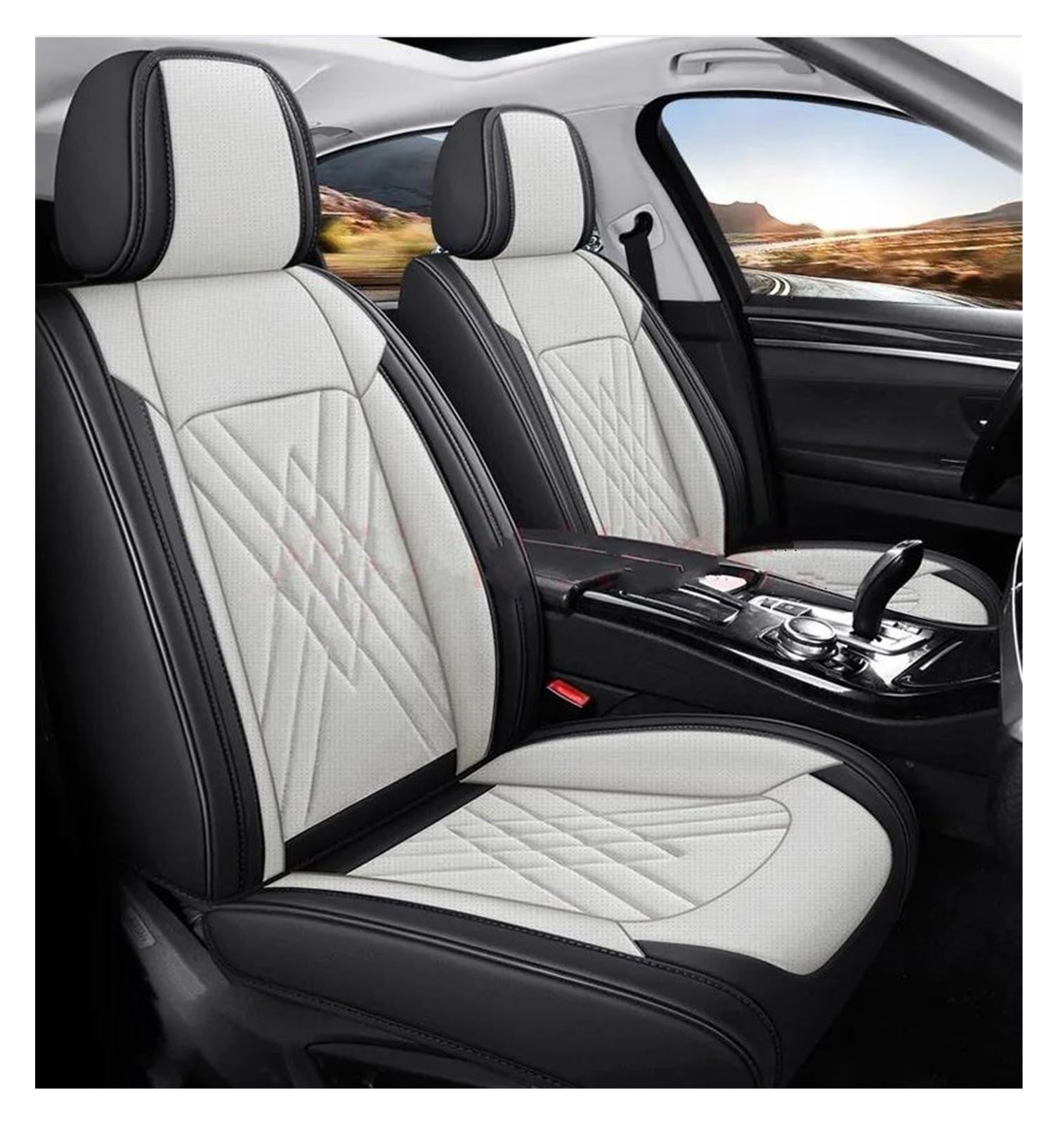 DZSQEGBX Autositzbezüge Universal Style 3D Autositzbezüge Für Jeep Für Grand Cherokee Innenzubehör Sitzschoner Sitzbezüge Set Auto Sitzschoner(Black White) von DZSQEGBX