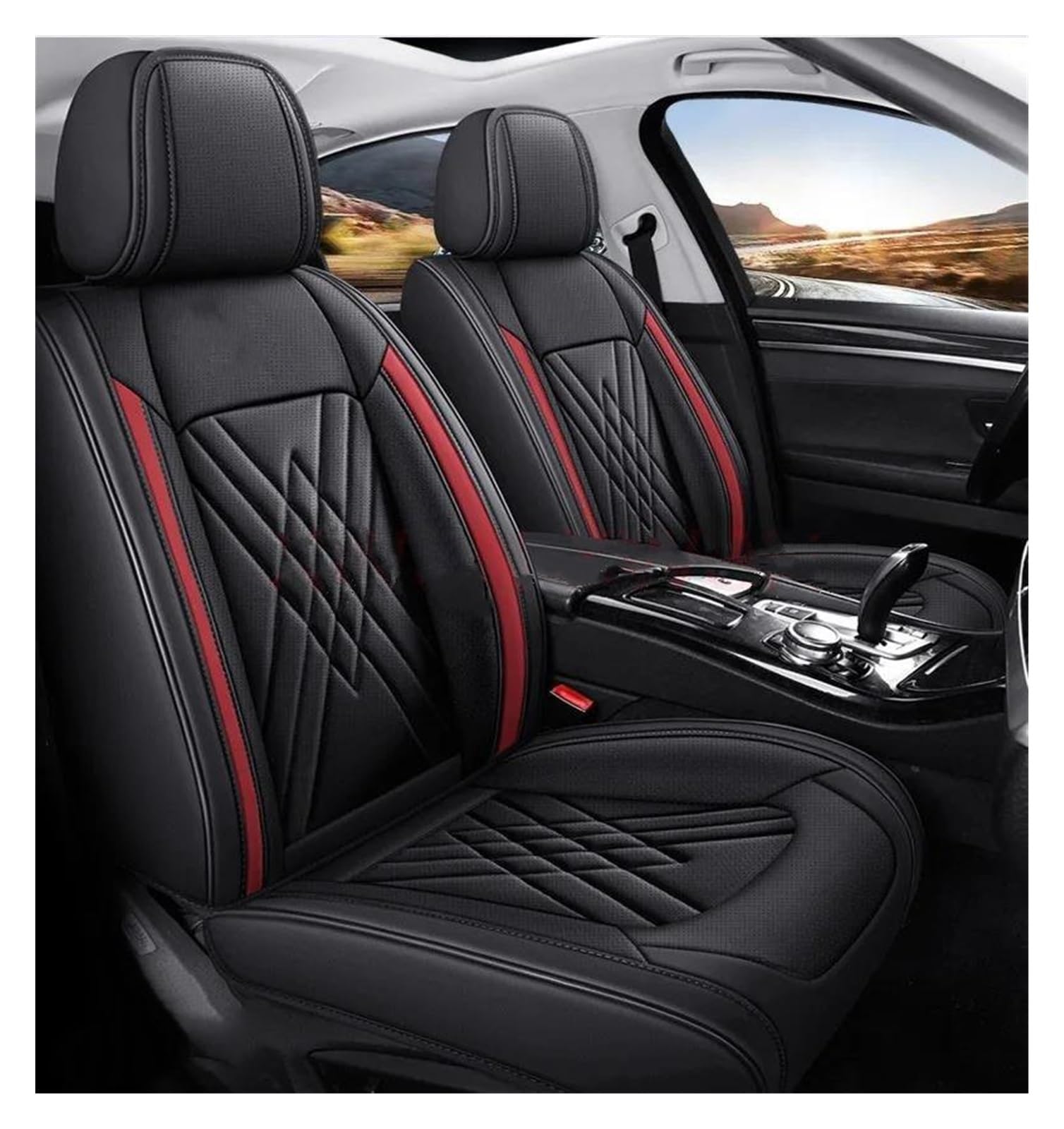 DZSQEGBX Autositzbezüge Universal Style 3D Autositzbezüge Für Jeep Für Grand Cherokee Innenzubehör Sitzschoner Sitzbezüge Set Auto Sitzschoner(Luxury Black Red) von DZSQEGBX