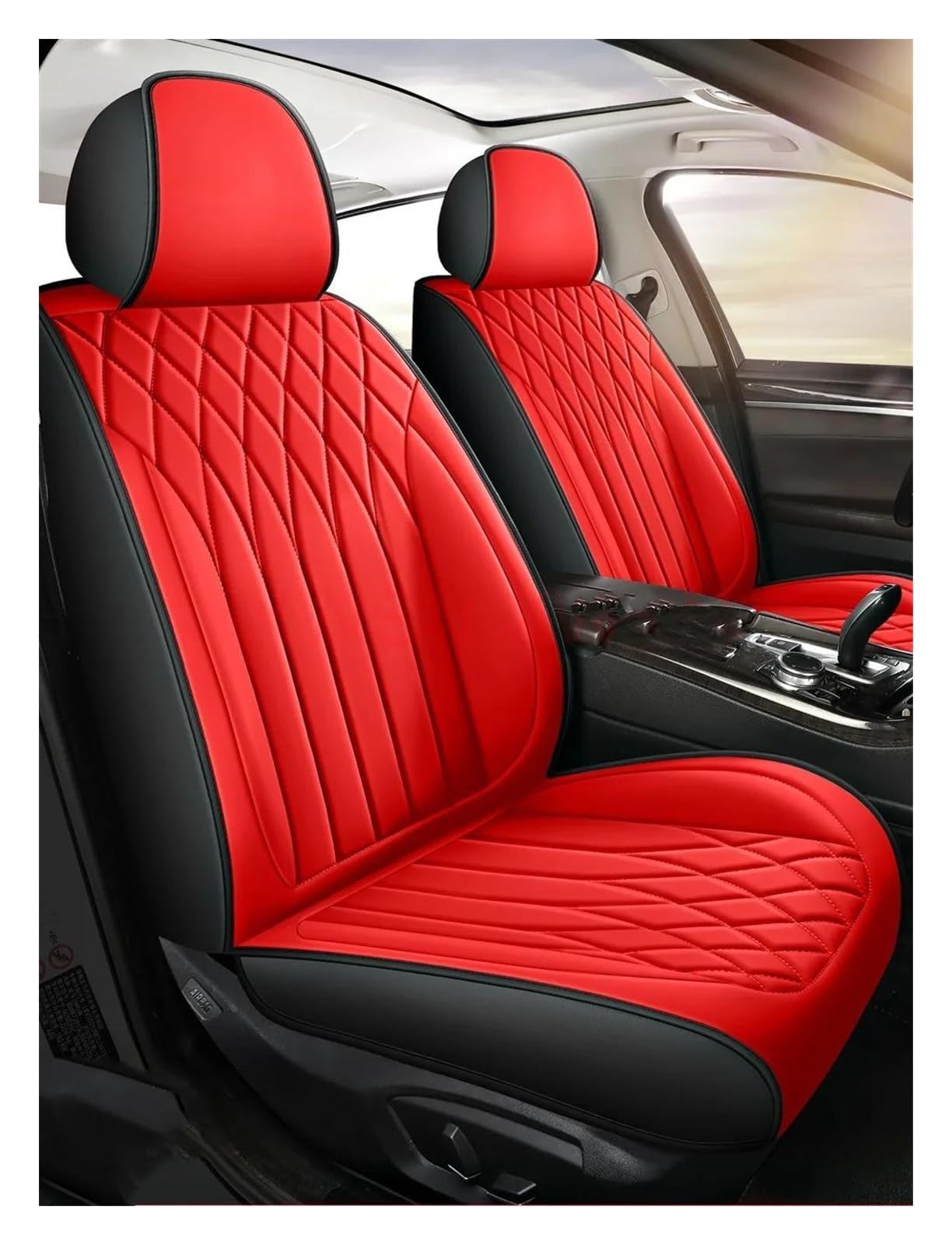 DZSQEGBX Autositzbezüge Universal Style 3D Autositzbezug Zubehör Für Jeep Alle Automodelle Für Compass Für Grand Cherokee Für Commander Für Wrangler JK Innenausstattung Auto Sitzschoner(Red 5 Seat) von DZSQEGBX