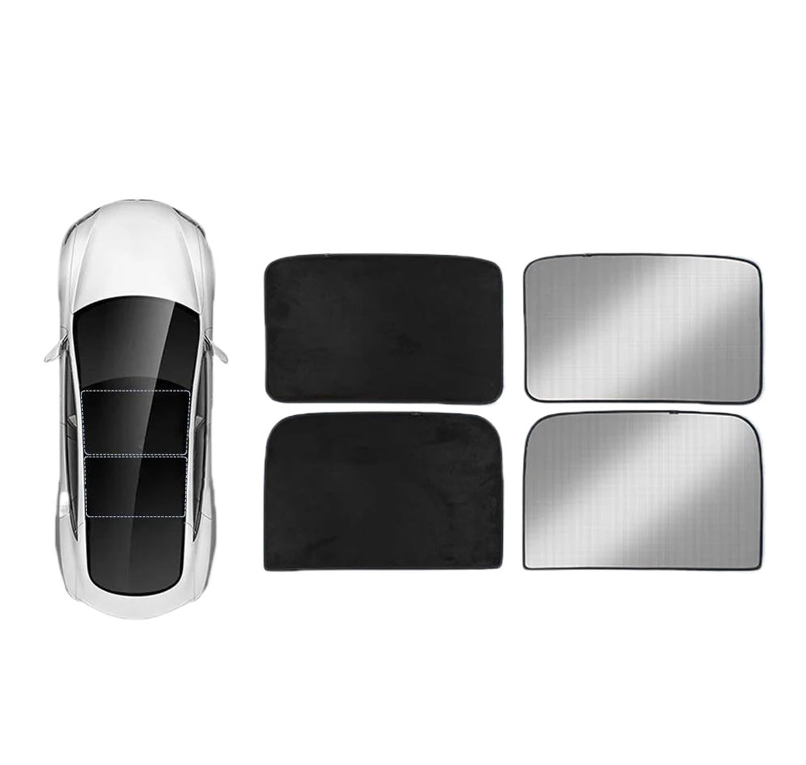 Sonnenblende Auto Für Tesla Für Modell 3 Für Highland 2023-2024 Sichtschutz Sonnenschutz Maßgeschneiderter Seitenfenster-Schiebedach-Sonnenschutz Jalousie Sonnenschutz Auto(Sunroof Polyester Black) von DZSQEGBX