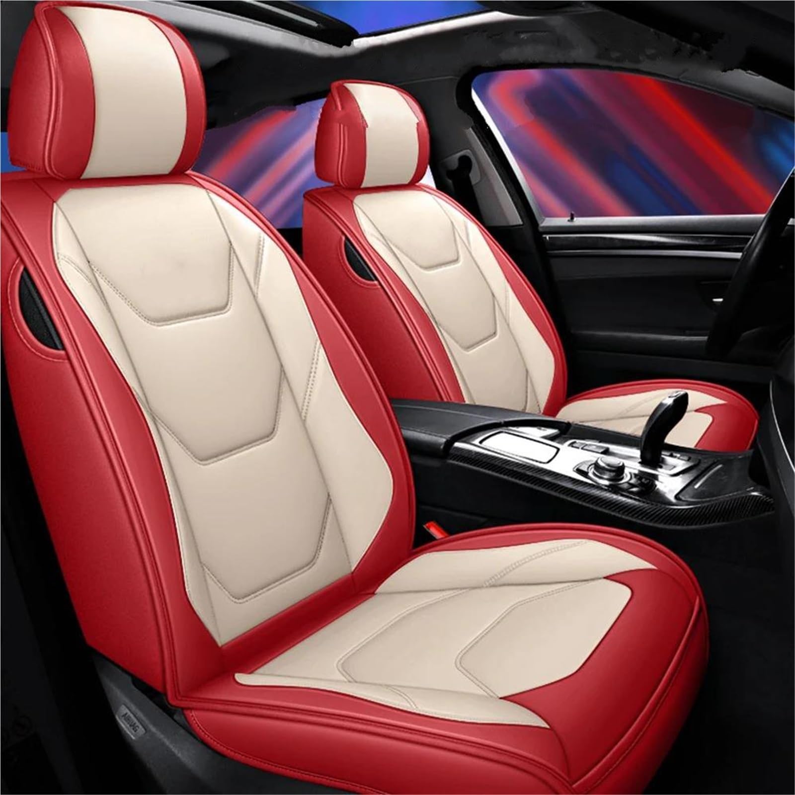 DZSQHDSAF Sitzbezüge Auto Autositzbezüge aus Leder für Subaru für Legacy 2014 2015 2016 2017 2018 2019 2020 2021 2022 Sitzschoner Auto(Red White) von DZSQHDSAF