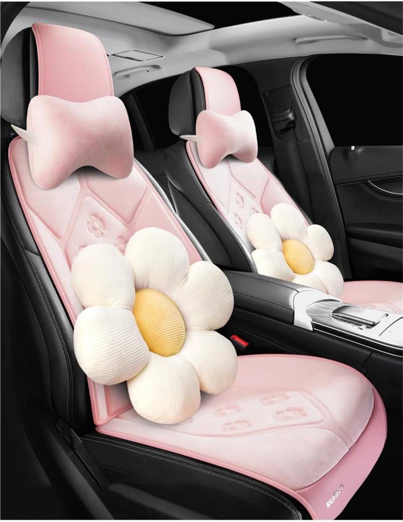 DZSQHDSAF Sitzbezüge Auto Autositzbezüge für Q3 A6 C6 Zubehör Vierjahreszeiten-Autositzbezüge Autositzkissen Sitzschoner Auto(Pink 9PCS) von DZSQHDSAF