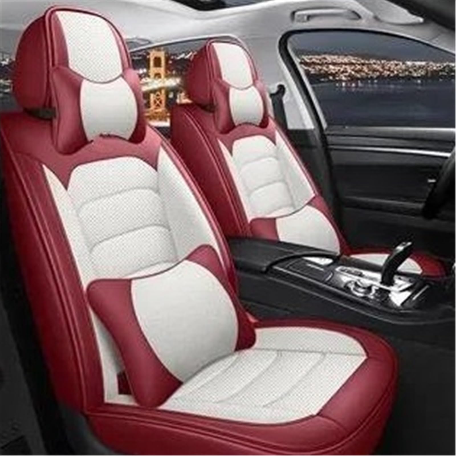 DZSQHDSAF Sitzbezüge Auto Autositzbezug für 3er E46 E90 E93 F30 F31 F34 F35 G20 G21 G28 Autozubehör Sitzschoner Auto(Red White+Pillow) von DZSQHDSAF