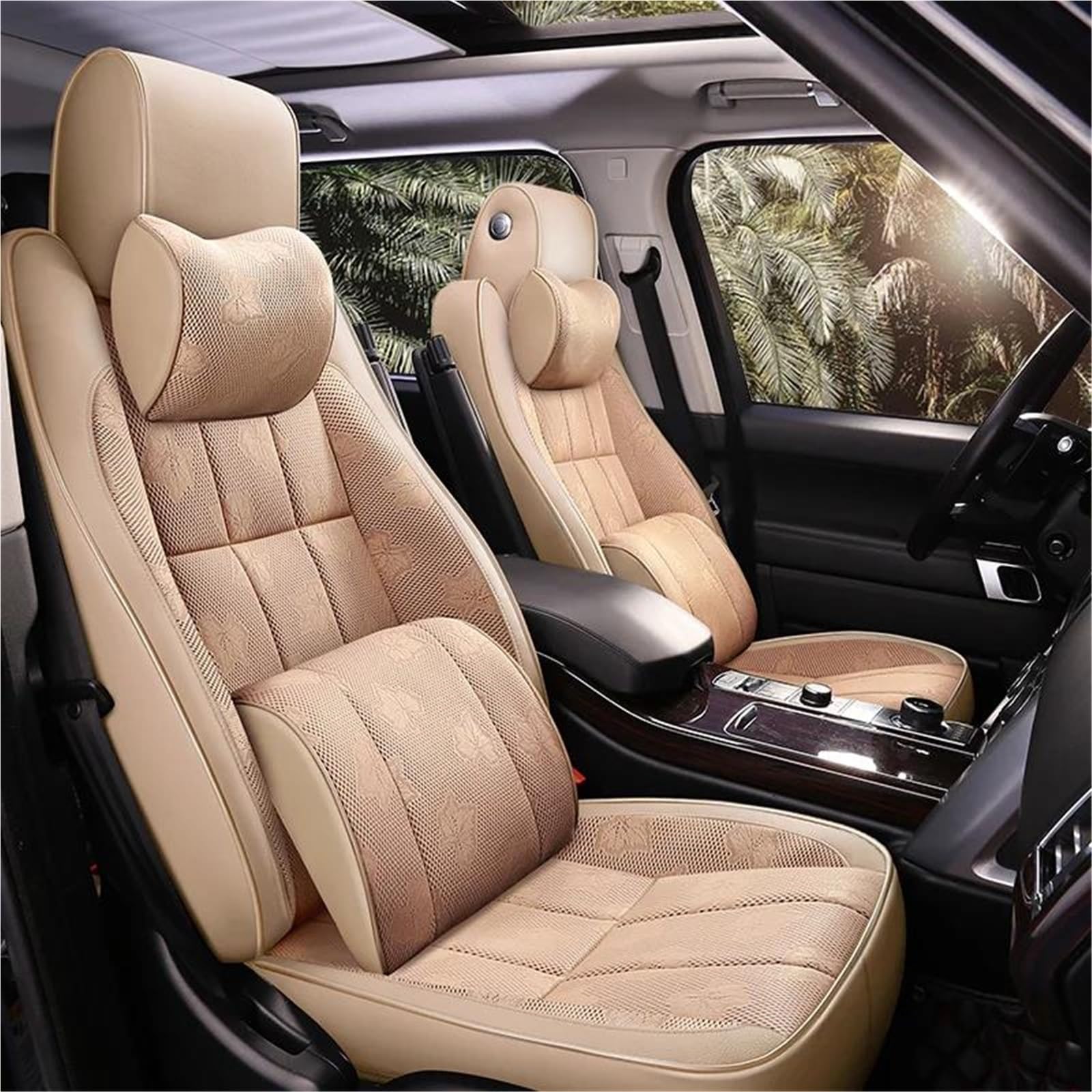 DZSQHDSAF Sitzbezüge Auto Benutzerdefinierte Autositzbezug für VW für Passat für B5 2005 Zubehör Komplettset Leder mit Armlehne vorne und hinten Sitzschoner Auto(Beige 9PCS) von DZSQHDSAF