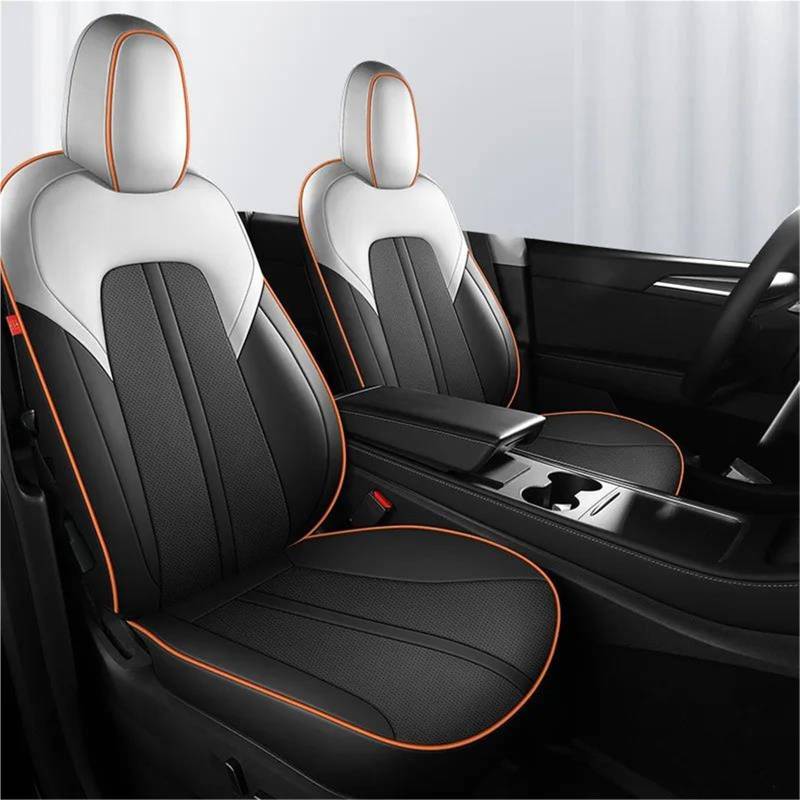 DZSQHDSAF Sitzbezüge Auto Custom Fit Auto Kunstleder Sitzbezug für Tesla für Model Y 2021 2022 Custom Fit Autositzbezug vollständig abgedeckt für 5 Sitzer Sitzschoner Auto(Black Gray) von DZSQHDSAF