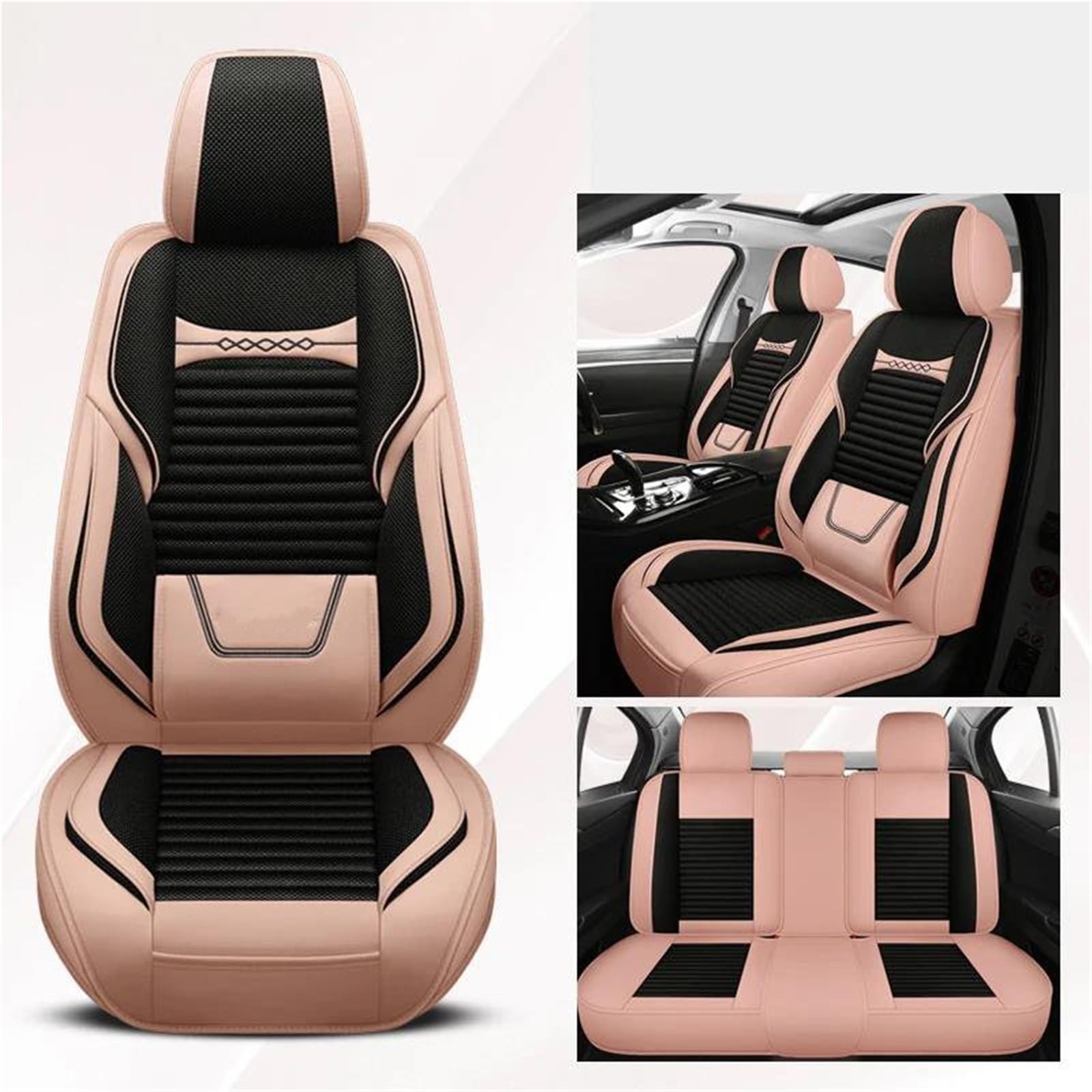 DZSQHDSAF Sitzbezüge Auto Flachs-Autositzbezüge für Chevy für Captiva, Autozubehör, Autositzbezüge, Autositzkissen Sitzschoner Auto(Pink 5PCS) von DZSQHDSAF