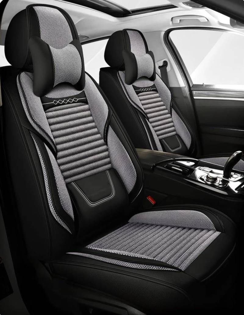 DZSQHDSAF Sitzbezüge Auto Flachs-Autositzbezüge für Fluence Auto-Zubehör, Autositzbezüge, Autositzkissen Sitzschoner Auto(Dark Gray 9PCS) von DZSQHDSAF