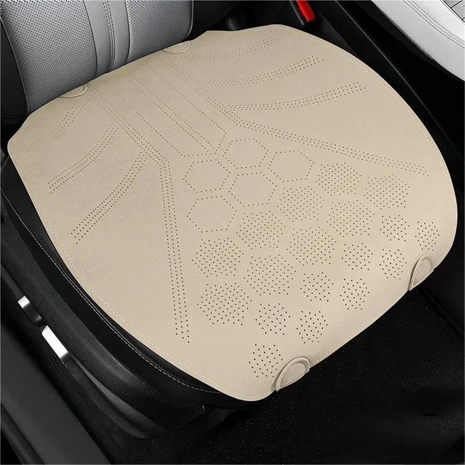 DZSQHDSAF Sitzbezüge Auto Ganzjahres-Autositzbezug atmungsaktives Wildleder Vorder- und Rücksitz rutschfeste Schutzkissen luxuriöses Auto ultradünnes Wildleder Sitzschoner Auto(Beige Front seat) von DZSQHDSAF