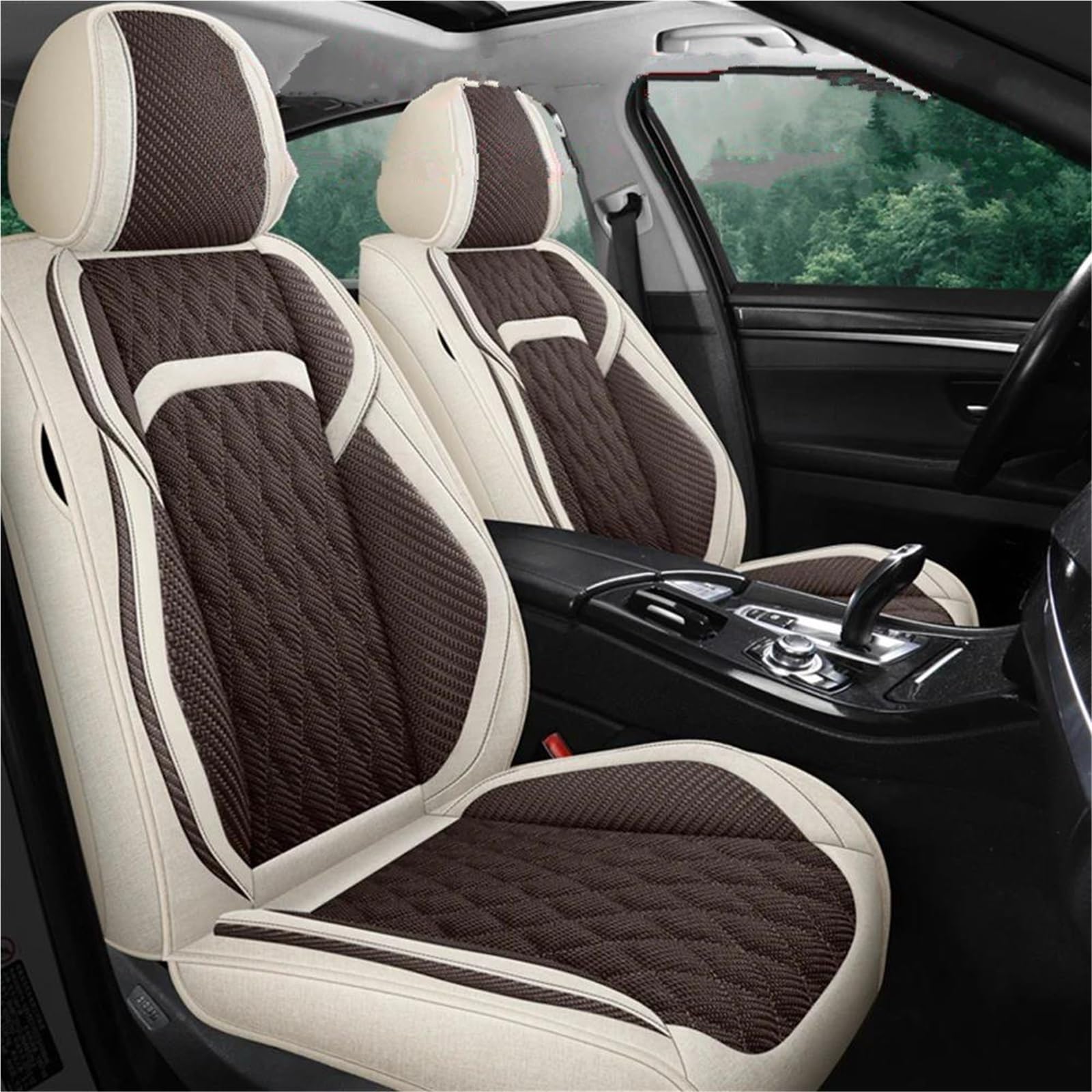 DZSQHDSAF Sitzbezüge Auto Komplettset Autositzbezug für Mazda 3 2 6 CX3 CX4 CX5 CX30 Autozubehör Sitzschoner Auto(Brown-White) von DZSQHDSAF