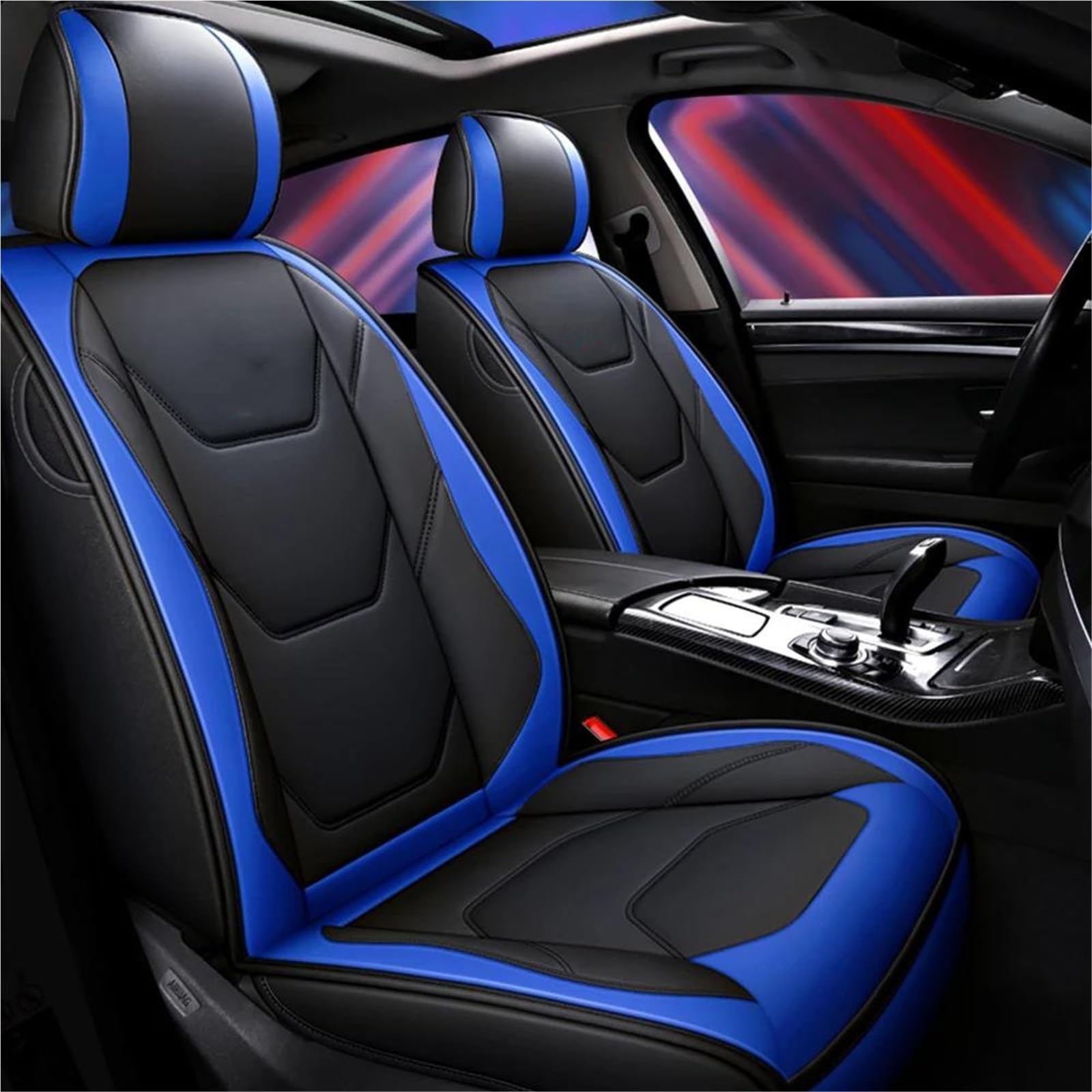 DZSQHDSAF Sitzbezüge Auto Leather Car Seat Covers for Chevy for Captiva for Aveo for Cruze for Epica for Lacetti for Sonic for Spark for Equinox for Malibu Sitzschoner Auto(Blau) von DZSQHDSAF