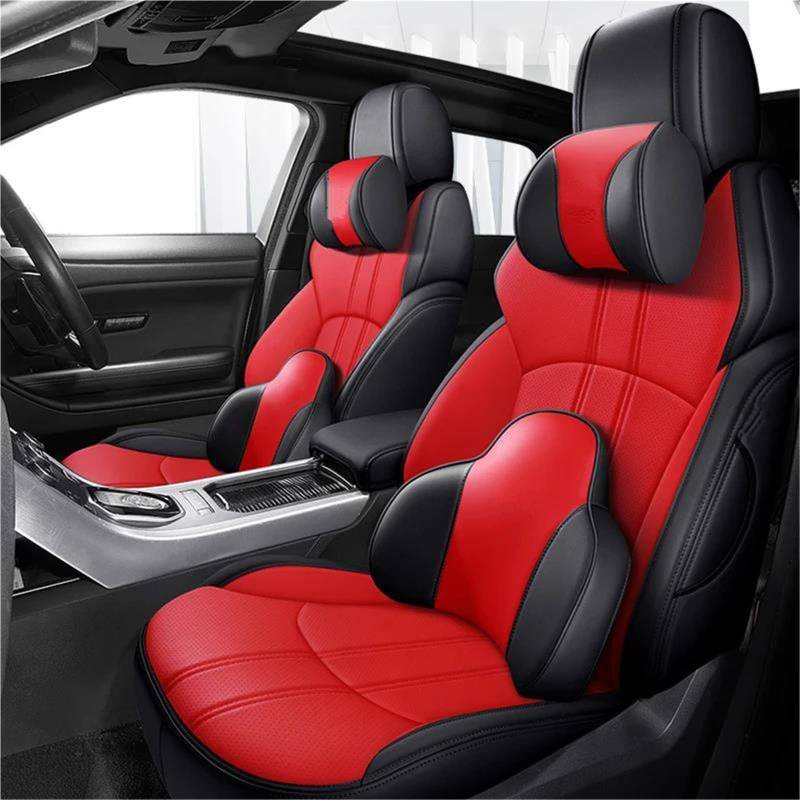 DZSQHDSAF Sitzbezüge Auto Leder 5 Sitze Autositzbezüge für Lexus für NX 2015 2016 2017 2018 Zubehör Sitzschoner Auto(Bk red+Pillow) von DZSQHDSAF