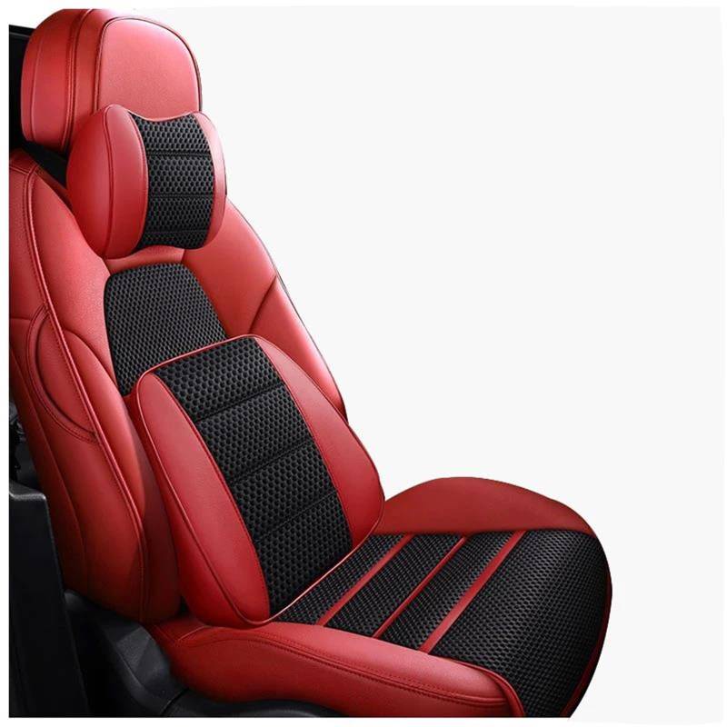 DZSQHDSAF Sitzbezüge Auto Leder Auto Sitzbezug für Citroen C3 XR 2015 2016 2017 2018 2019 2020 2021 Auto Zubehör Interior Center Full Set Custom Sitzschoner Auto(Red+Cushion) von DZSQHDSAF