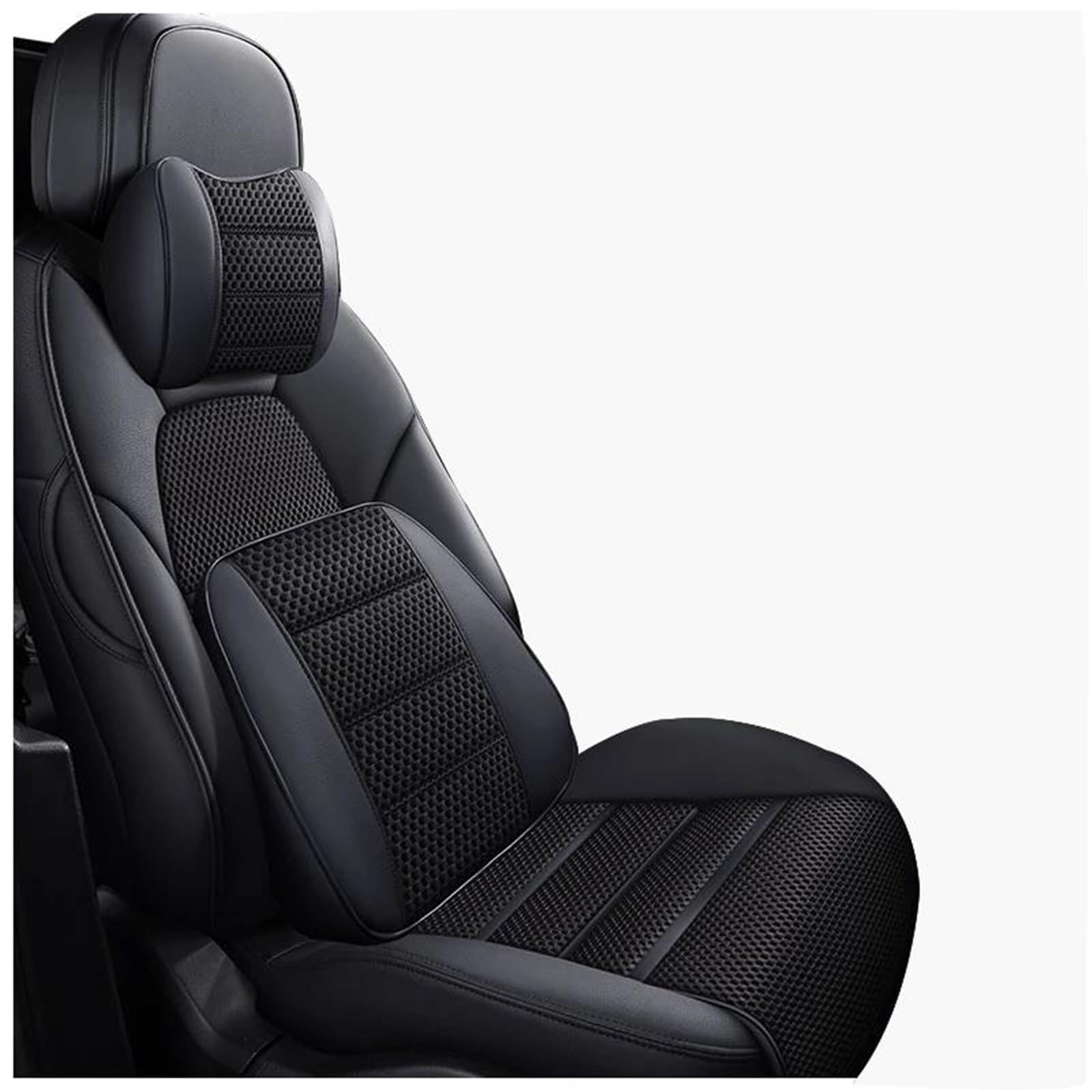 DZSQHDSAF Sitzbezüge Auto Leder Auto Sitzbezug für F11 2010 2011 2012 2013 2014 2015 2016 2017 Auto Zubehör Interior Center Full Set Custom Sitzschoner Auto(Black+Cushion) von DZSQHDSAF