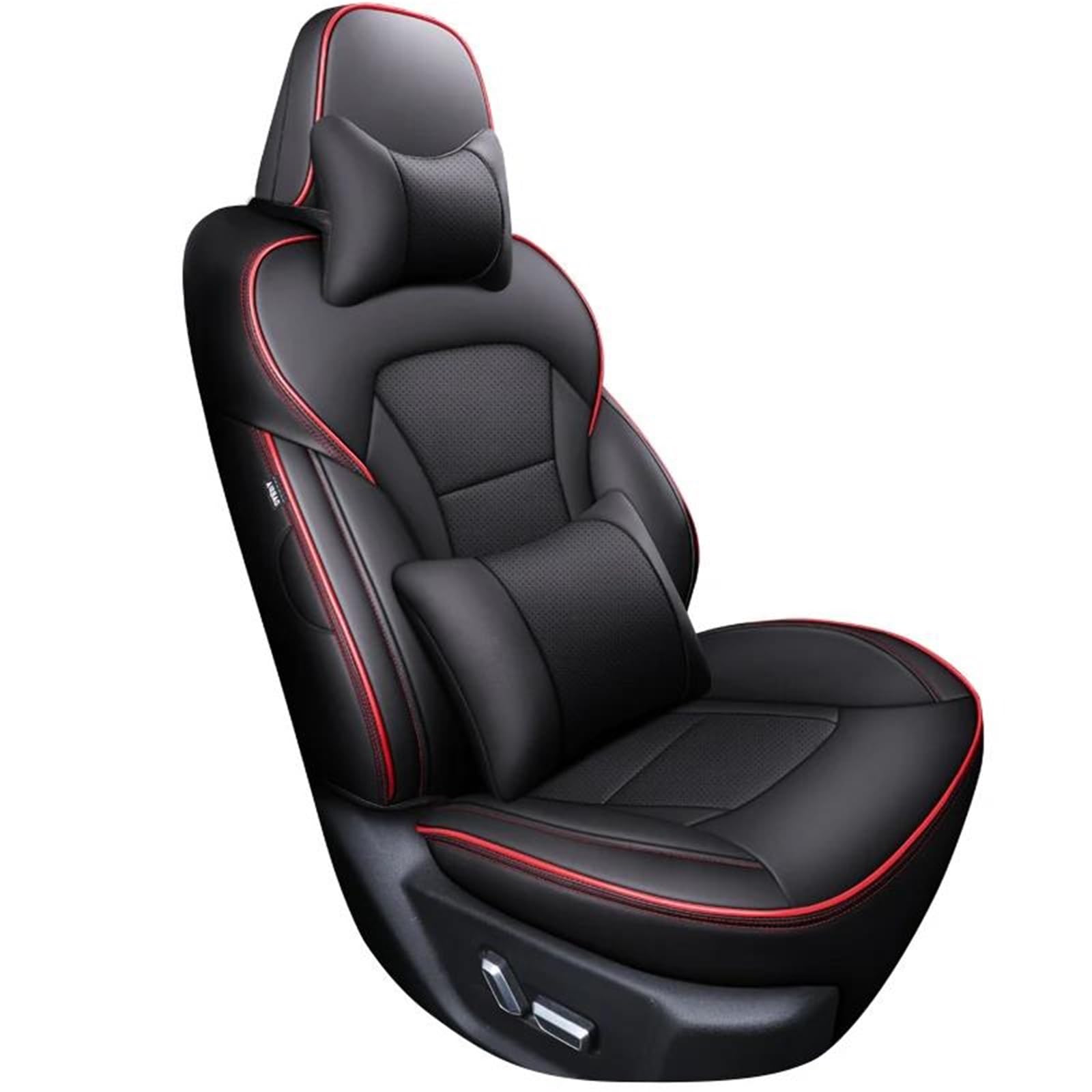 DZSQHDSAF Sitzbezüge Auto Leder-Autositzbezug für Corolla für E150 für Prado 150 für Highlander für Harrier Zubehör Sitzschoner Auto(Black+Pillow) von DZSQHDSAF