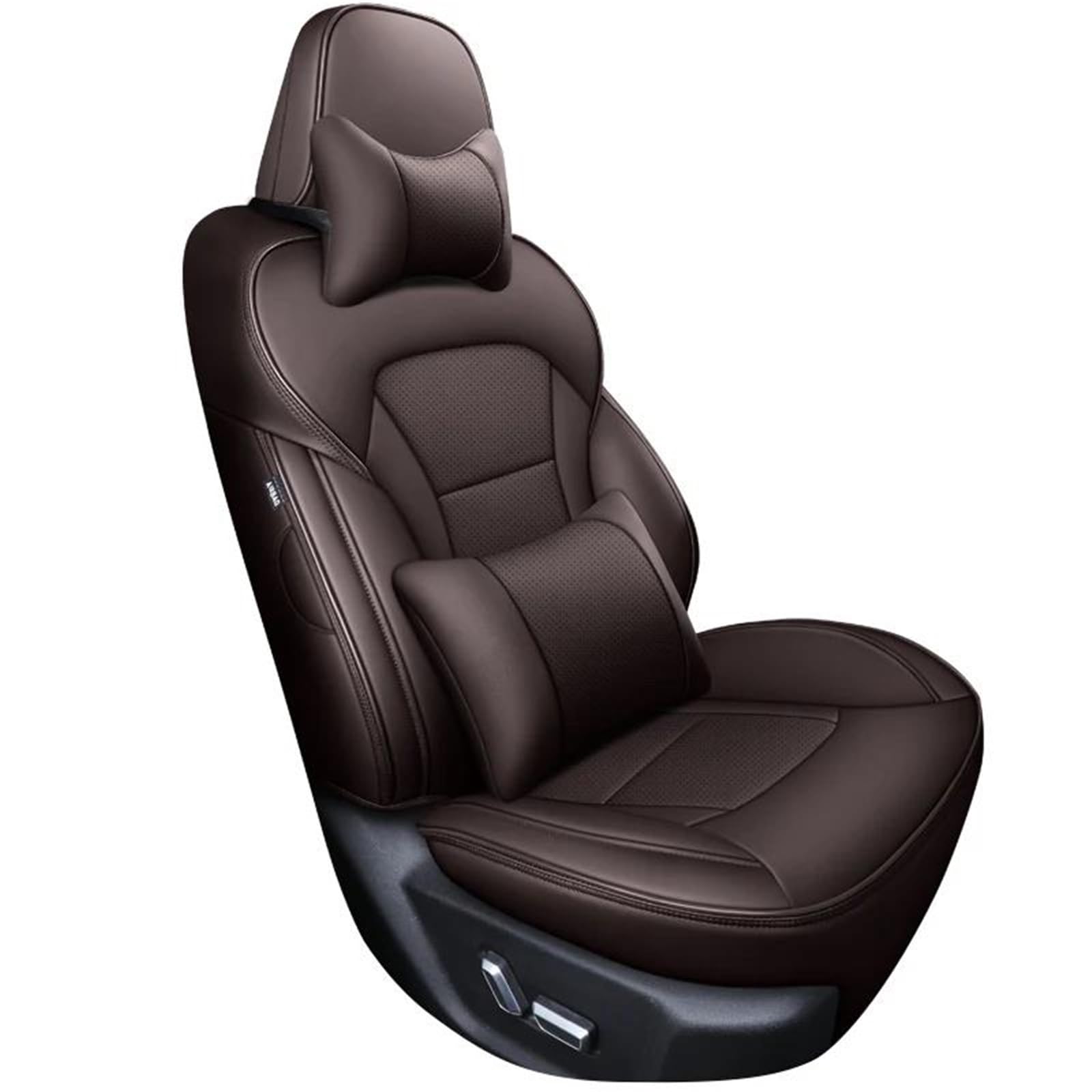 DZSQHDSAF Sitzbezüge Auto Leder-Autositzbezug für Corolla für E150 für Prado 150 für Highlander für Harrier Zubehör Sitzschoner Auto(Coffee+Pillow) von DZSQHDSAF