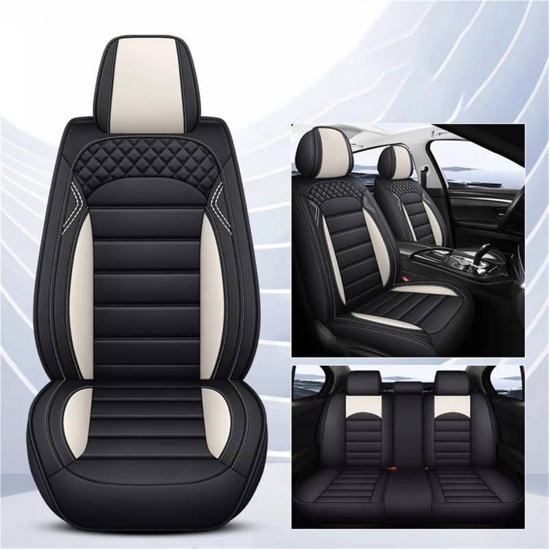 DZSQHDSAF Sitzbezüge Auto Leder Autositzbezug für Ford für Mondeo für MK4 für Kuga Autositzbezüge Autositzkissen Sitzschoner Auto(Black White) von DZSQHDSAF