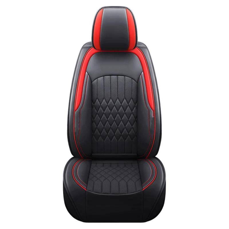 DZSQHDSAF Sitzbezüge Auto Luxus-Autositzbezüge aus PU-Leder Für Q3 A7 A6 C6 Innenausstattung, Sitzbezug Sitzschoner Auto(Black red 5PCS) von DZSQHDSAF