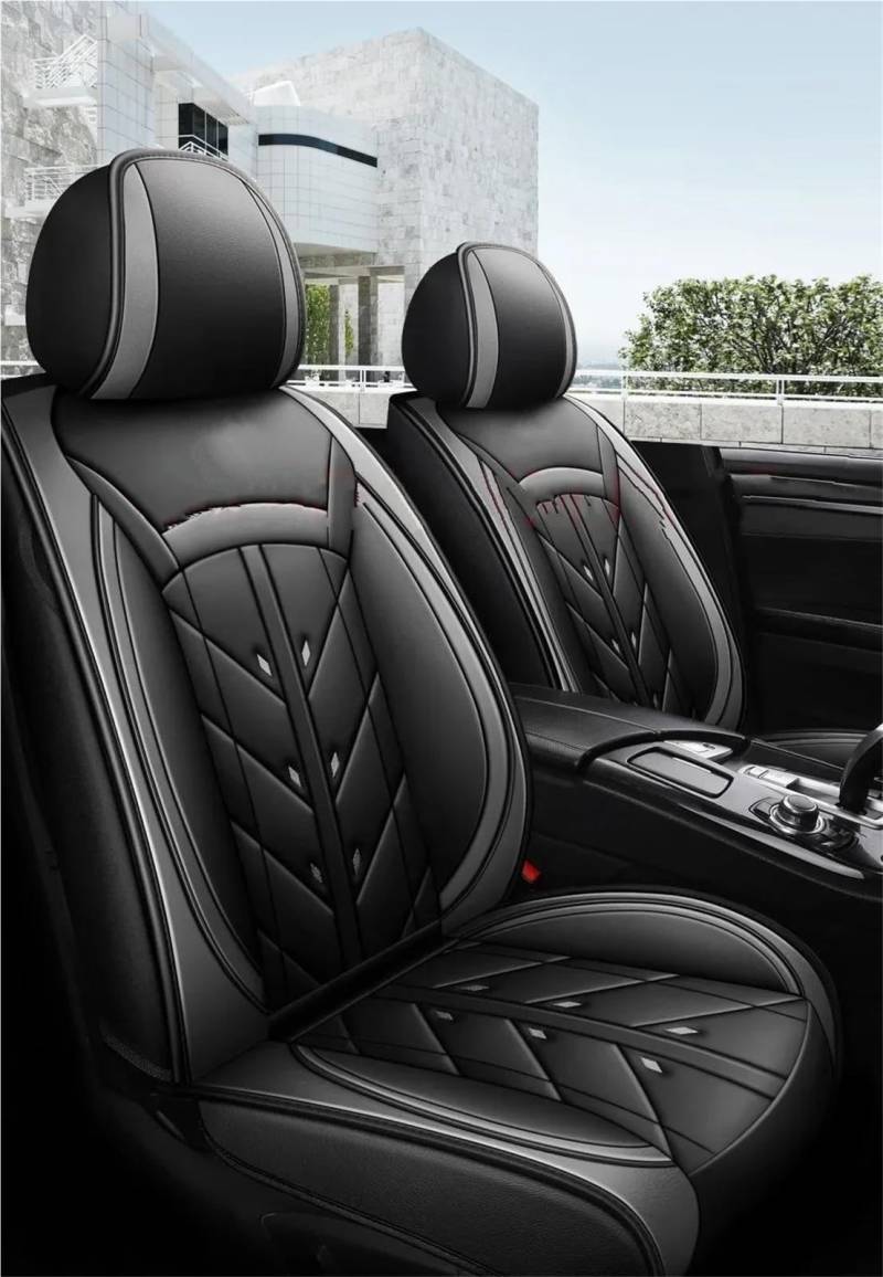 DZSQHDSAF Sitzbezüge Auto Pu-Leder-Autositzbezug für Lincoln für MKZ MKC MKX MKT für Navigator für Aviator Sitzschoner Auto(Black Gray 5Seat) von DZSQHDSAF