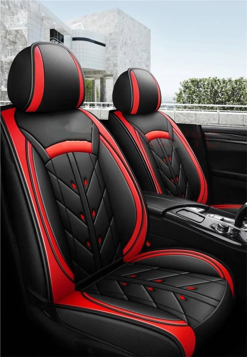 DZSQHDSAF Sitzbezüge Auto Pu-Leder-Autositzbezug für Lincoln für MKZ MKC MKX MKT für Navigator für Aviator Sitzschoner Auto(Black Red 5Seat) von DZSQHDSAF