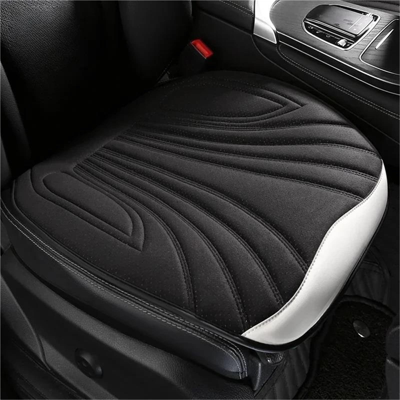 DZSQHDSAF Sitzbezüge Auto Universal Auto Sitzbezug Vier Jahreszeiten Auto Atmungsaktive Sattel Pad Sitzbezüge für Auto Coole Sitze Abdeckung Schutz Zubehör Sitzschoner Auto(Bk White Front seat) von DZSQHDSAF