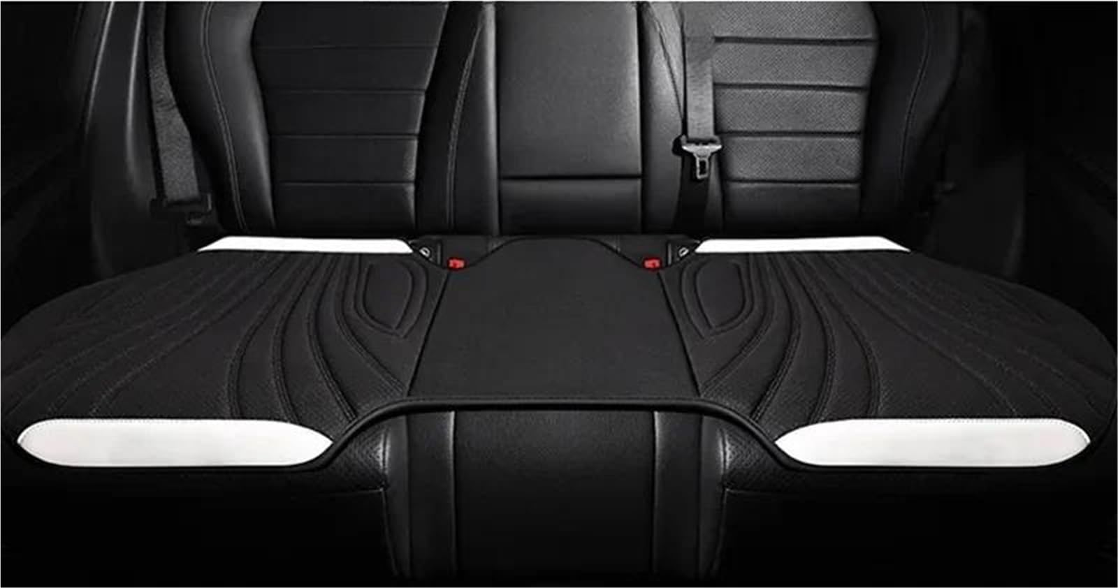 DZSQHDSAF Sitzbezüge Auto Universal Auto Sitzbezug Vier Jahreszeiten Auto Atmungsaktive Sattel Pad Sitzbezüge für Auto Coole Sitze Abdeckung Schutz Zubehör Sitzschoner Auto(Bk White Rear seat) von DZSQHDSAF