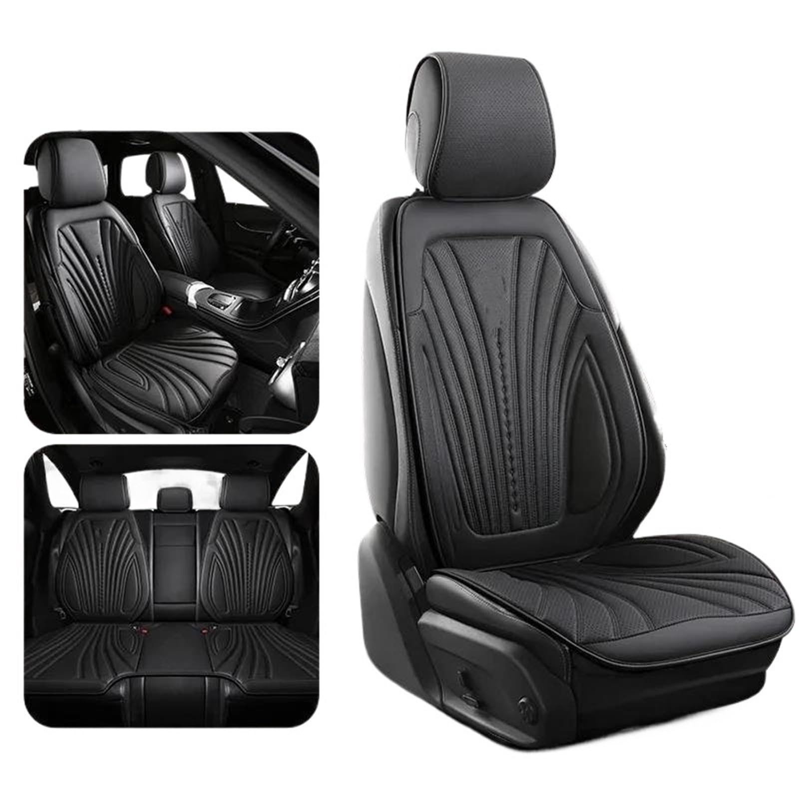 DZSQHDSAF Sitzbezüge Auto Universal Auto Sitzbezug Vier Jahreszeiten Auto Atmungsaktive Sattel Pad Sitzbezüge für Auto Coole Sitze Abdeckung Schutz Zubehör Sitzschoner Auto(Black Set) von DZSQHDSAF