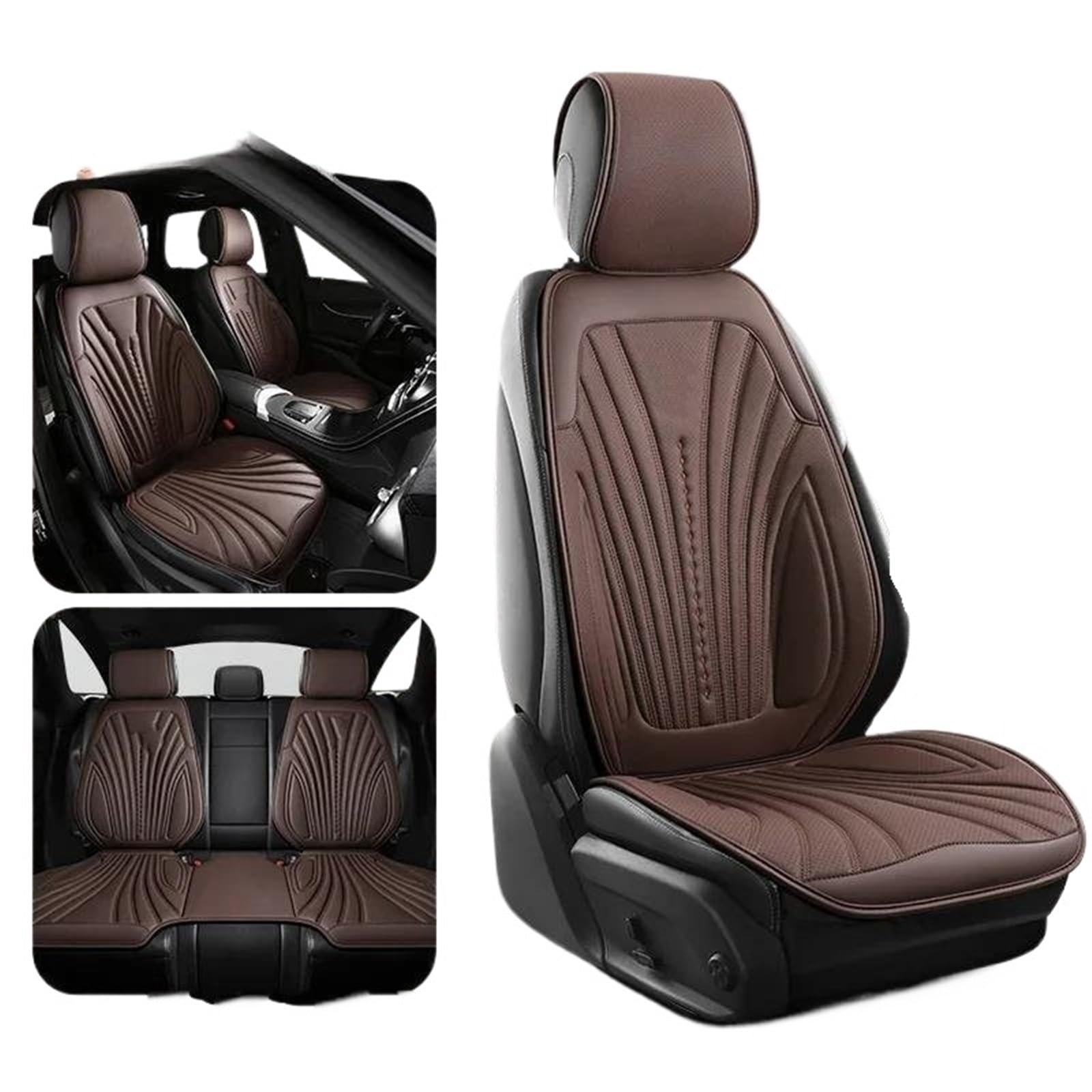 DZSQHDSAF Sitzbezüge Auto Universal Auto Sitzbezug Vier Jahreszeiten Auto Atmungsaktive Sattel Pad Sitzbezüge für Auto Coole Sitze Abdeckung Schutz Zubehör Sitzschoner Auto(Brown Set) von DZSQHDSAF