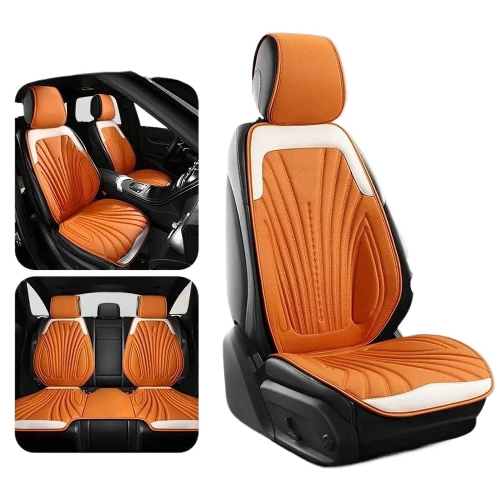 DZSQHDSAF Sitzbezüge Auto Universal Auto Sitzbezug Vier Jahreszeiten Auto Atmungsaktive Sattel Pad Sitzbezüge für Auto Coole Sitze Abdeckung Schutz Zubehör Sitzschoner Auto(Orange Set) von DZSQHDSAF