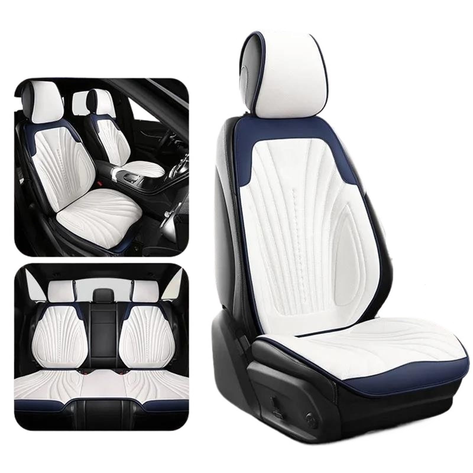 DZSQHDSAF Sitzbezüge Auto Universal Auto Sitzbezug Vier Jahreszeiten Auto Atmungsaktive Sattel Pad Sitzbezüge für Auto Coole Sitze Abdeckung Schutz Zubehör Sitzschoner Auto(White Set) von DZSQHDSAF