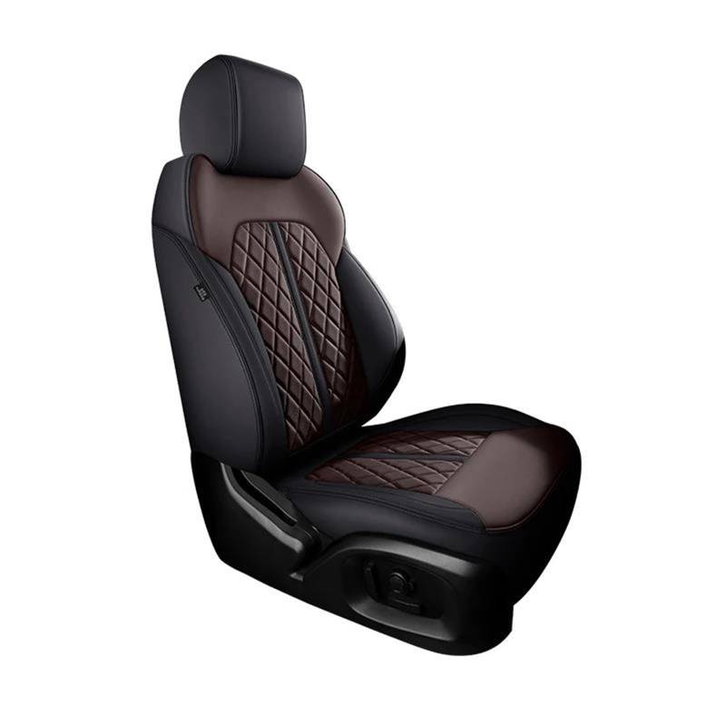 DZSQMLJG Sitzbezüge Auto Auto Sitz Abdeckung Für A4 B8 2010 2011 2012 2013 2014 Zubehör Innen Full Set Autos Custom Leder Autositzschoner(Black Brown) von DZSQMLJG