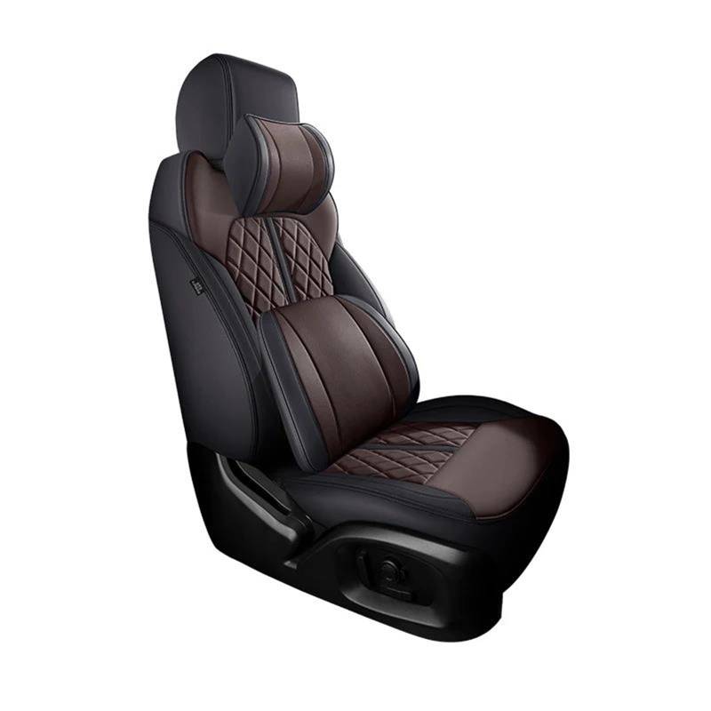 DZSQMLJG Sitzbezüge Auto Auto Sitz Abdeckung Für Volvo V40 2013 2014 2015 2016 2017 2018 2019 Zubehör Innen Komplette Set Autos Custom Leder Autositzschoner(Bk Brown+Cushion) von DZSQMLJG