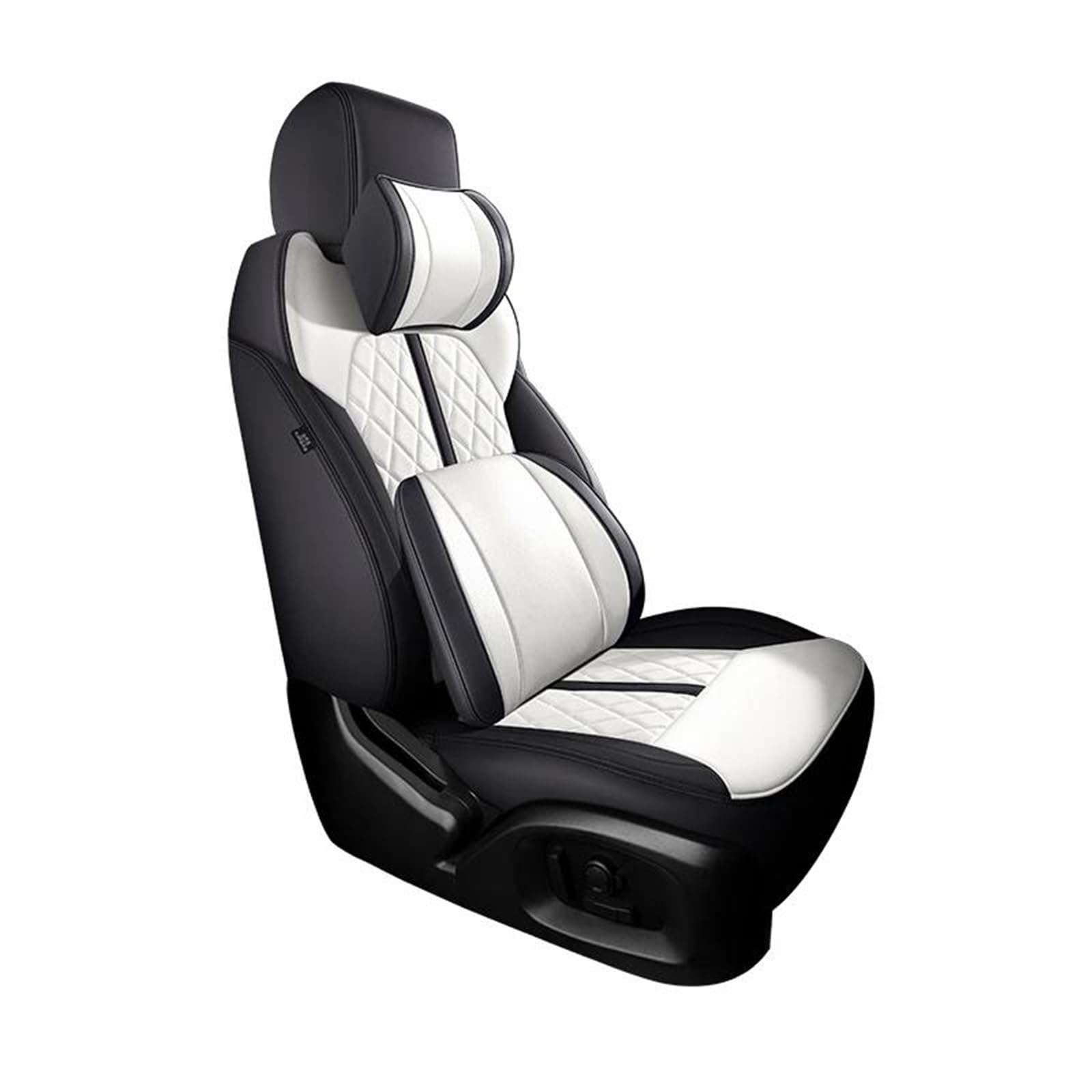 DZSQMLJG Sitzbezüge Auto Auto Sitz Abdeckung Für Volvo V40 2013 2014 2015 2016 2017 2018 2019 Zubehör Innen Komplette Set Autos Custom Leder Autositzschoner(Bk White+Cushion) von DZSQMLJG